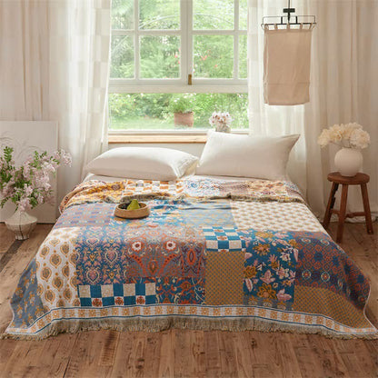 Coperta/trapunta reversibile in mussola stile boho patchwork - image 1