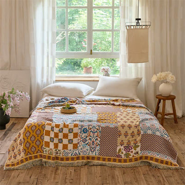 Coperta/trapunta reversibile in mussola stile boho patchwork - image 0