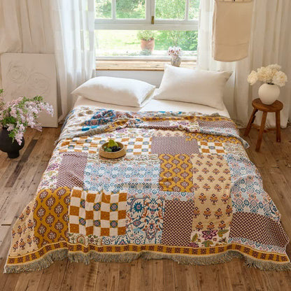 Coperta/trapunta reversibile in mussola stile boho patchwork - image 2