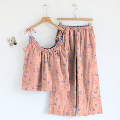 Completo composto da canotta e pantaloni da casa con stampa a farfalle. - Rosa e viola - XL - image 4