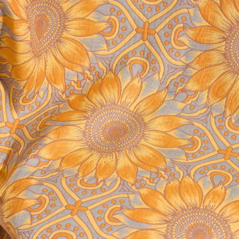 Trapunta a 3 strati in mussola di cotone con motivo girasoli in stile boho - image 10