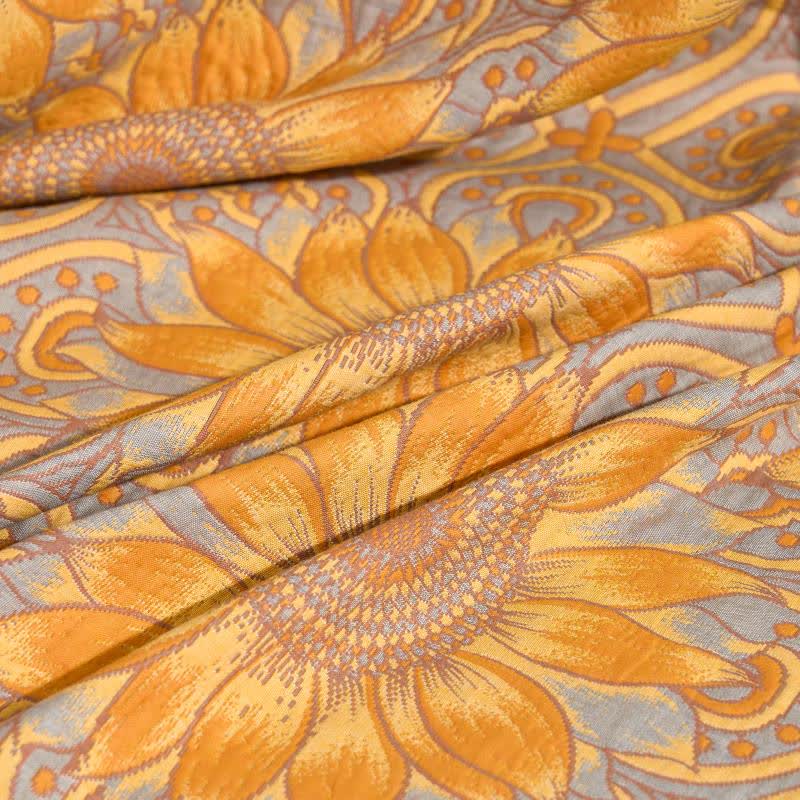 Trapunta a 3 strati in mussola di cotone con motivo girasoli in stile boho - image 14