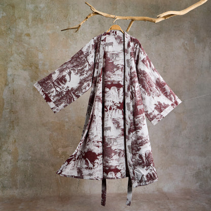 Kimono in cotone con stampa toile - Caffè - 2XL - image 10