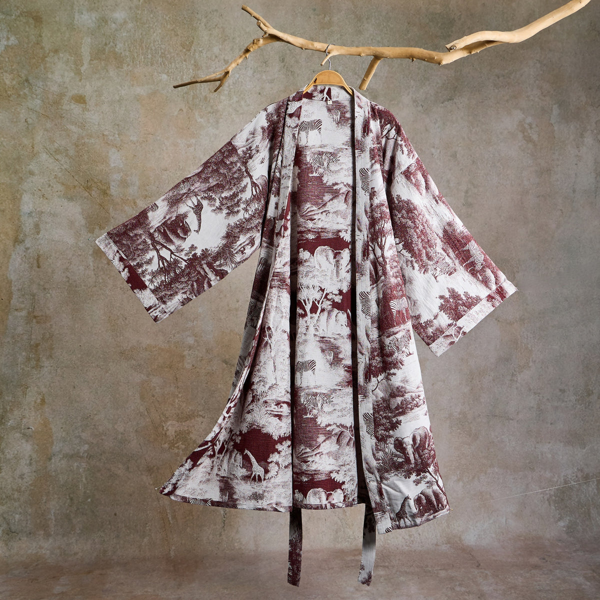 Kimono in cotone con stampa toile - Caffè - 2XL - image 10