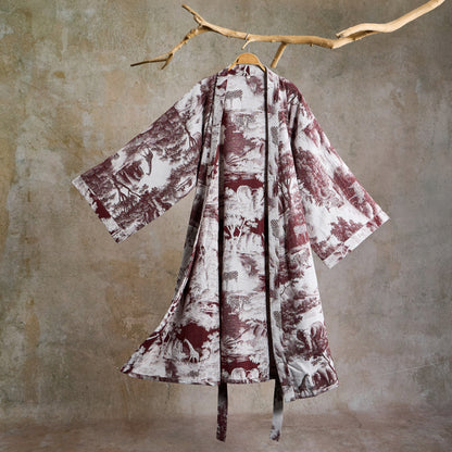 Kimono in cotone con stampa toile - Caffè - 2XL - image 10