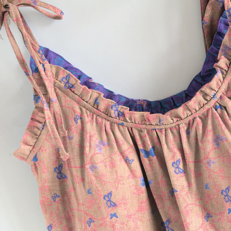 Completo composto da canotta e pantaloni da casa con stampa a farfalle. - image 6