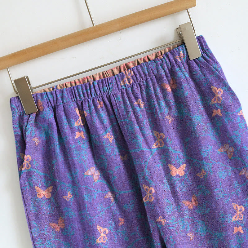 Completo composto da canotta e pantaloni da casa con stampa a farfalle. - image 3