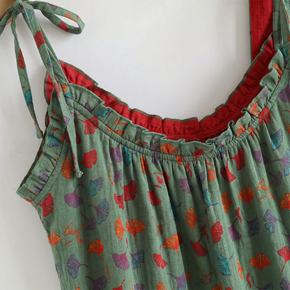 Completo da casa romantico con canotta e pantaloni a fantasia floreale. - image 7