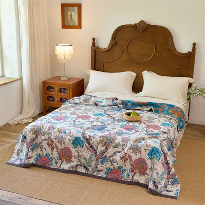 Trapunta reversibile vintage in mussola di cotone con motivi botanici - image 2