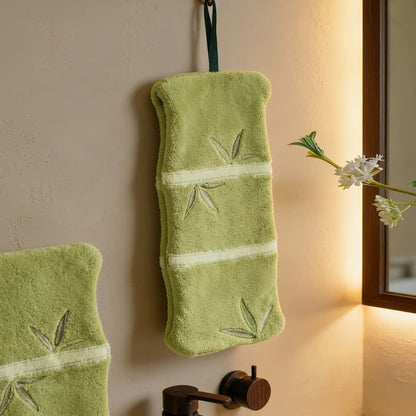 Asciugamano in pile di corallo e foglie di bambù - Verde oliva - 6''× 13'' - 1 pezzo - image 3