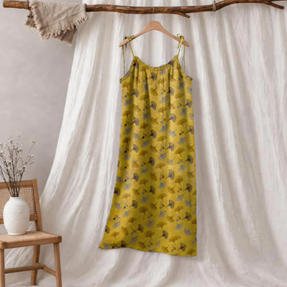 Abito da casa con laccetti e stampa floreale Ginkgo - Giallo e marrone - XL - image 0