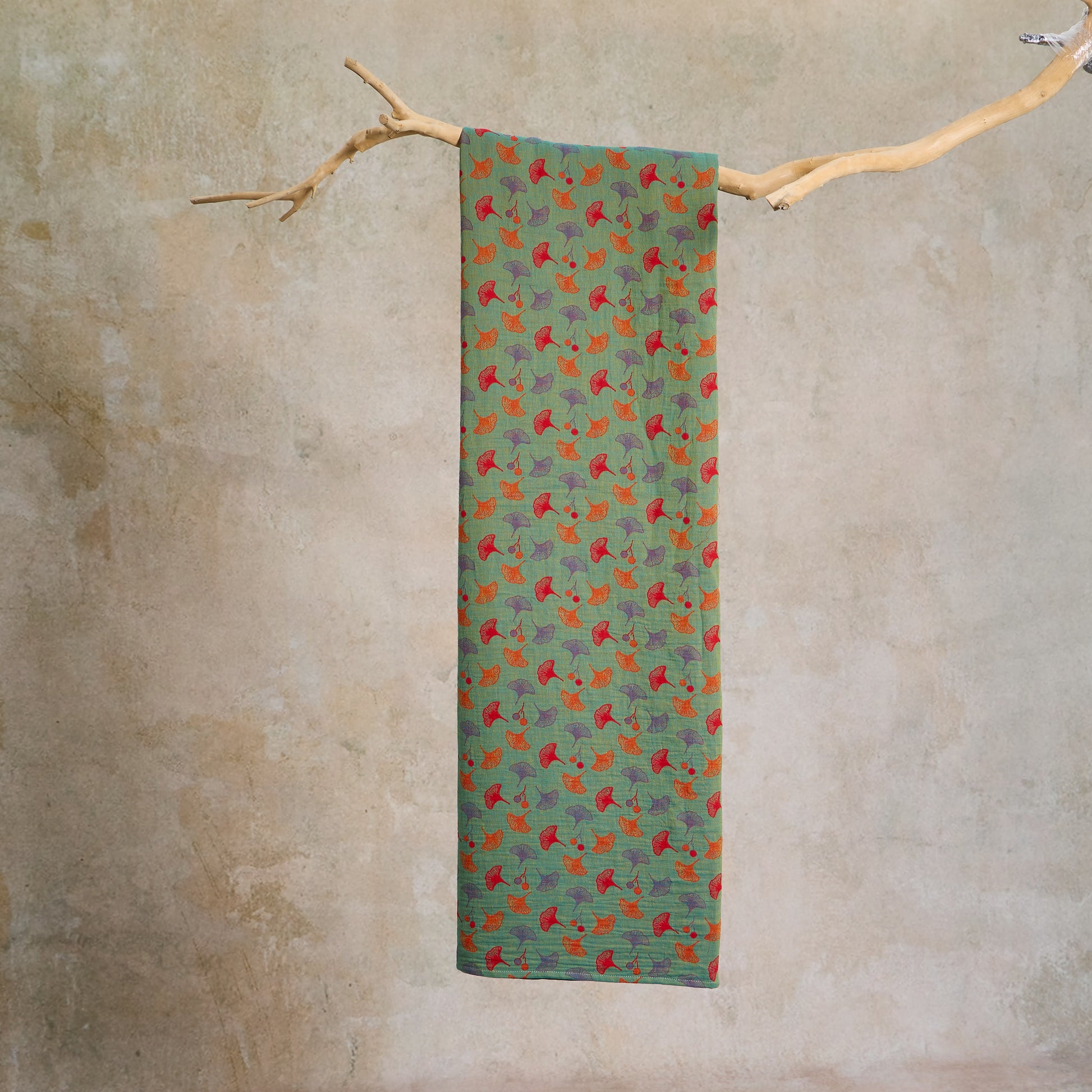 Tessuto jacquard di cotone con motivo a foglie di ginkgo - image 9