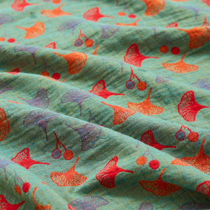 Tessuto jacquard di cotone con motivo a foglie di ginkgo - image 6