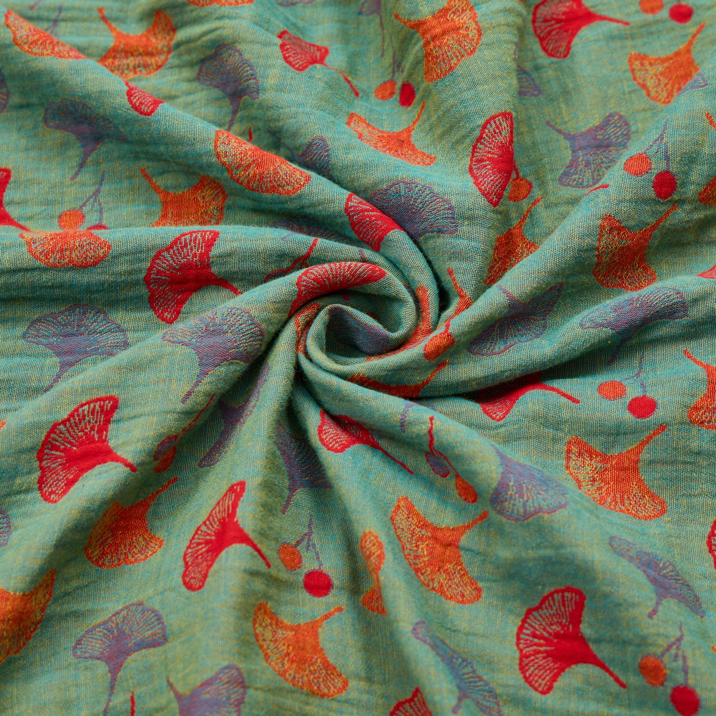 Tessuto jacquard di cotone con motivo a foglie di ginkgo - image 7