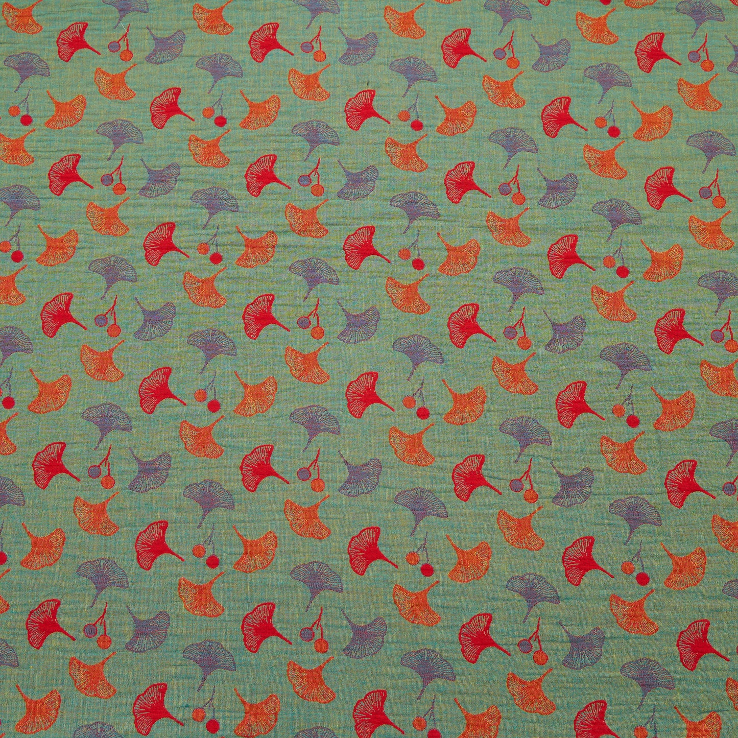 Tessuto jacquard di cotone con motivo a foglie di ginkgo - Verde - Misuratori - 5 milioni - image 5