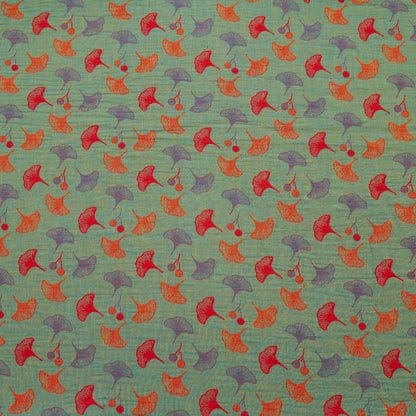 Tessuto jacquard di cotone con motivo a foglie di ginkgo - Verde - Misuratori - 5 milioni - image 5