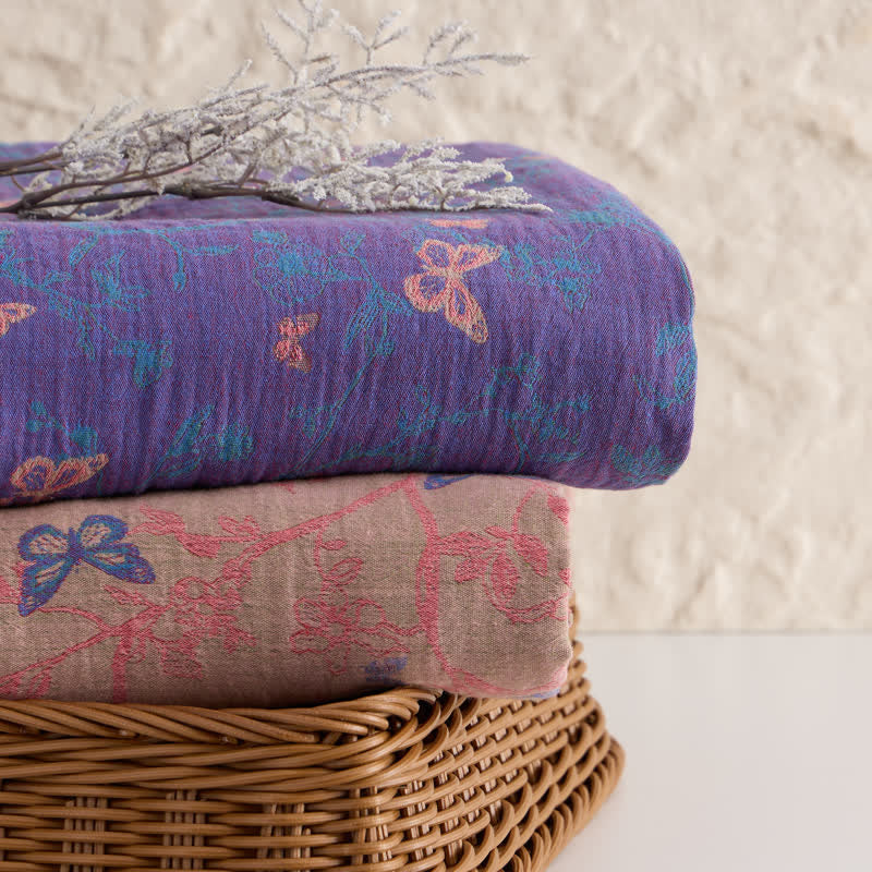 Tessuto jacquard di cotone con motivo a farfalle e viticci - image 8