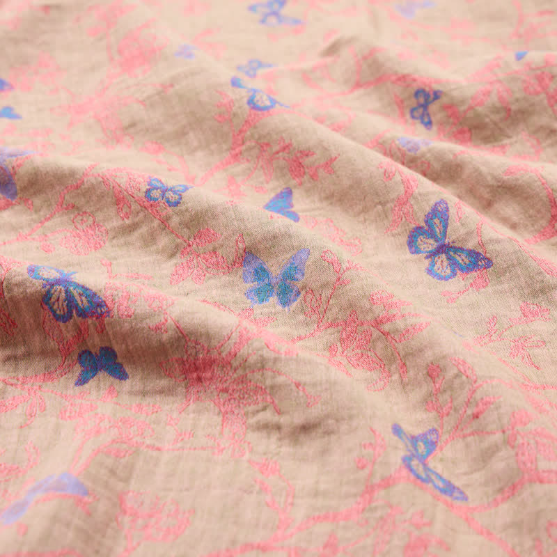 Tessuto jacquard di cotone con motivo a farfalle e viticci - image 6