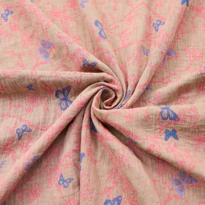 Tessuto jacquard di cotone con motivo a farfalle e viticci - image 7