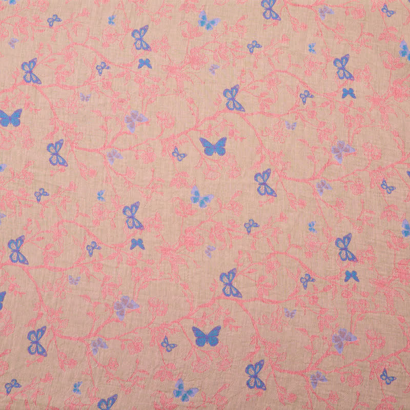 Tessuto jacquard di cotone con motivo a farfalle e viticci - Rosa - Misuratori - 5 milioni - image 5