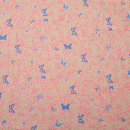 Tessuto jacquard di cotone con motivo a farfalle e viticci - Rosa - Misuratori - 5 milioni - image 5