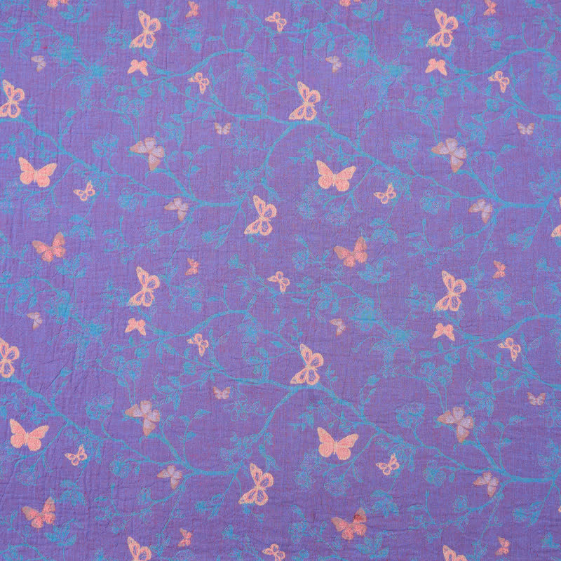 Tessuto jacquard di cotone con motivo a farfalle e viticci - Viola - Misuratori - 5 milioni - image 0