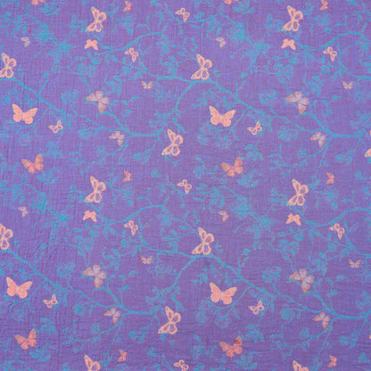 Tessuto jacquard di cotone con motivo a farfalle e viticci - Viola - Misuratori - 5 milioni - image 0