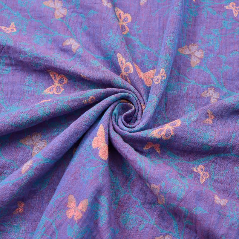 Tessuto jacquard di cotone con motivo a farfalle e viticci - image 2