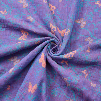 Tessuto jacquard di cotone con motivo a farfalle e viticci - image 2