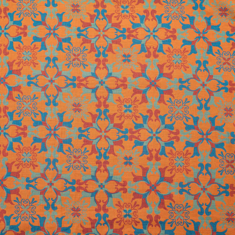 Tessuto jacquard di cotone con motivo floreale a medaglione - Arancia - Misuratori - 5 milioni - image 5