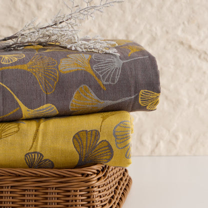 Tessuto jacquard di cotone con grandi foglie di ginkgo - image 8