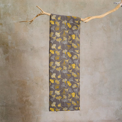 Tessuto jacquard di cotone con grandi foglie di ginkgo - image 9