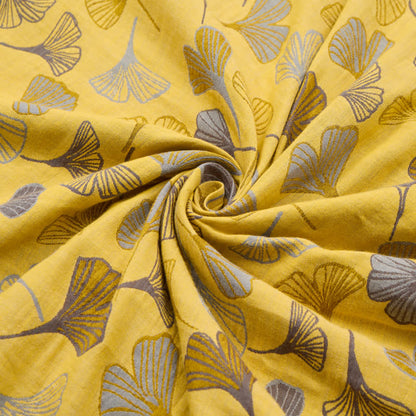 Tessuto jacquard di cotone con grandi foglie di ginkgo - image 2