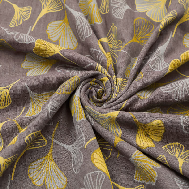 Tessuto jacquard di cotone con grandi foglie di ginkgo - image 7