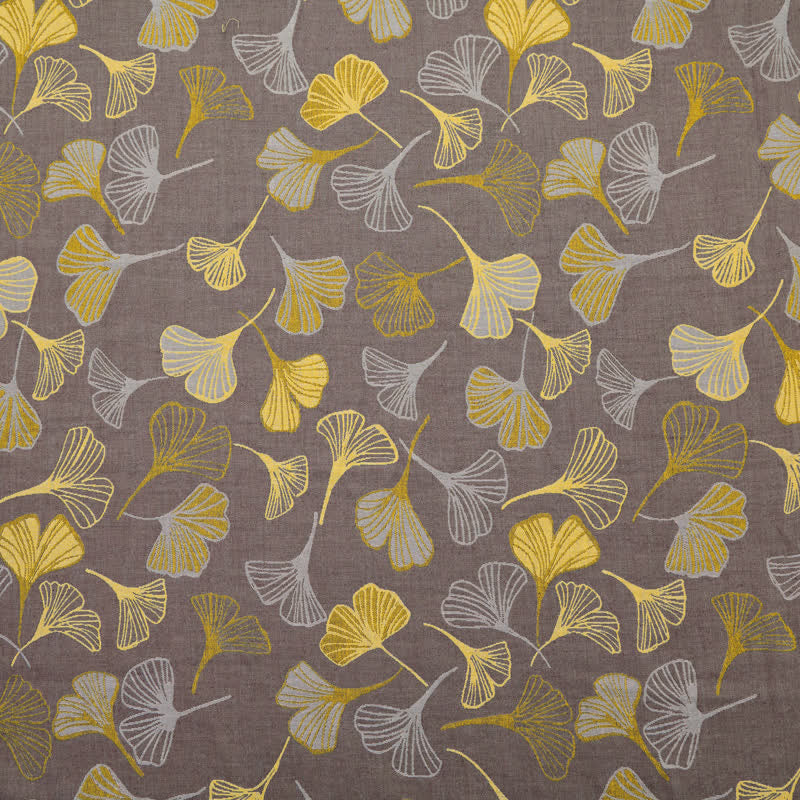 Tessuto jacquard di cotone con grandi foglie di ginkgo - Grigio chiaro - Misuratori - 5 milioni - image 5