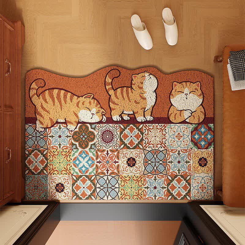 Tappeto d'ingresso con motivo a patchwork di gatti stravaganti - Come da immagine - 32" × 120cm - image 0