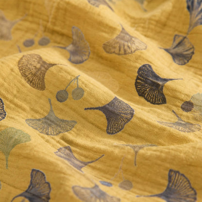 Abito midi da casa con laccetti e foglie di ginkgo - image 14