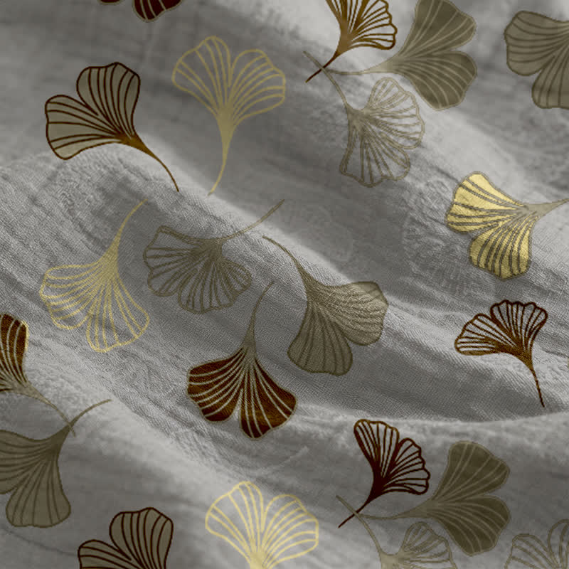 Abito midi da casa con laccetti e foglie di ginkgo - image 29