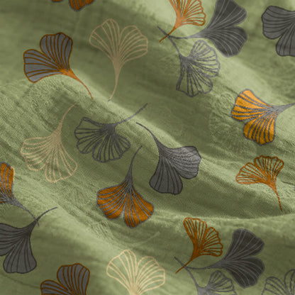 Abito midi da casa con laccetti e foglie di ginkgo - image 39