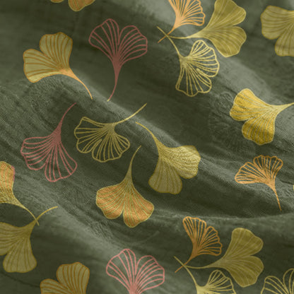 Abito midi da casa con laccetti e foglie di ginkgo - image 49