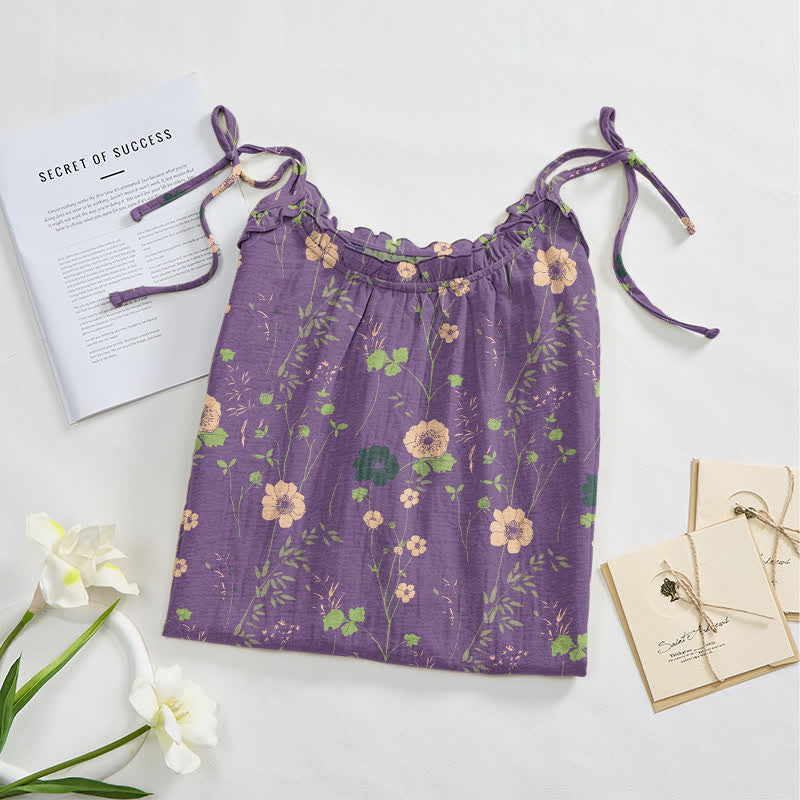 Abito lungo stile boho lounge con laccetti e stampa floreale. - image 2