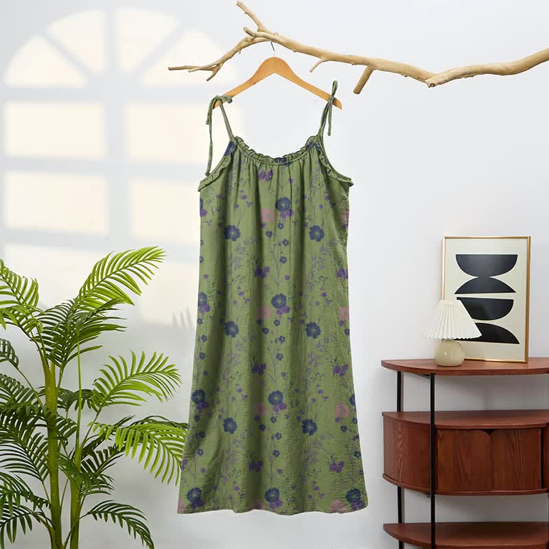 Abito lungo stile boho lounge con laccetti e stampa floreale. - image 5