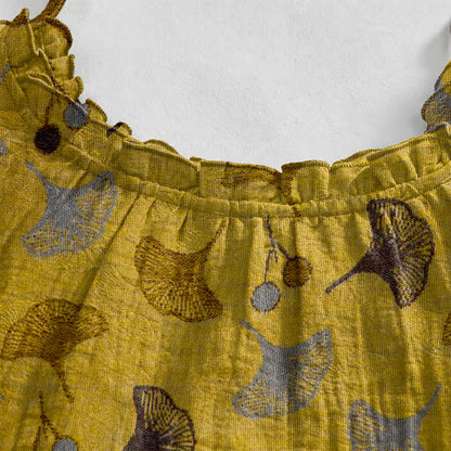 Abito da casa con laccetti e stampa floreale Ginkgo - image 3