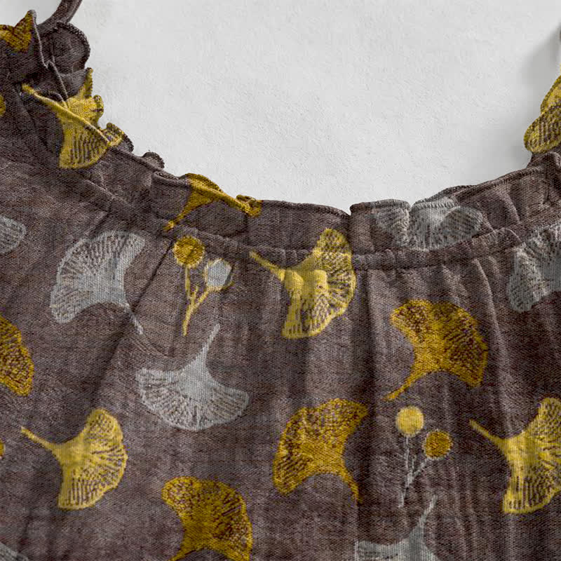 Abito da casa con laccetti e stampa floreale Ginkgo - image 8
