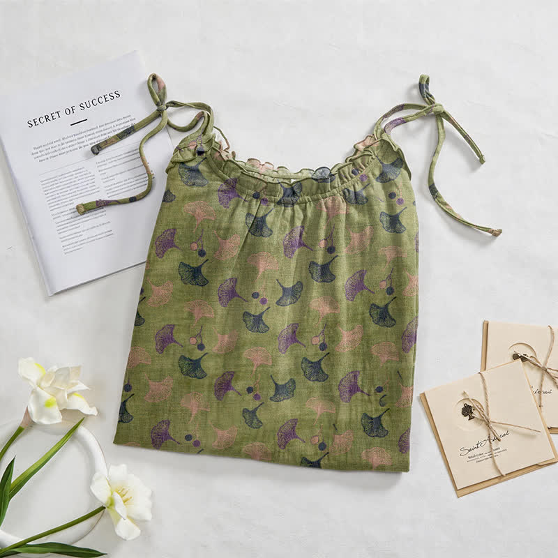 Abito da casa con laccetti e stampa floreale Ginkgo - image 12