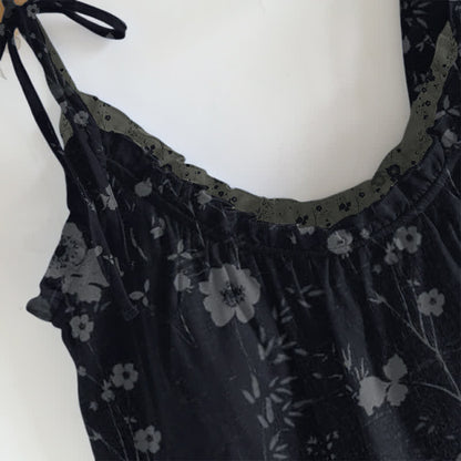 Completo pigiama vintage con canotta e pantaloni a fantasia floreale. - image 1