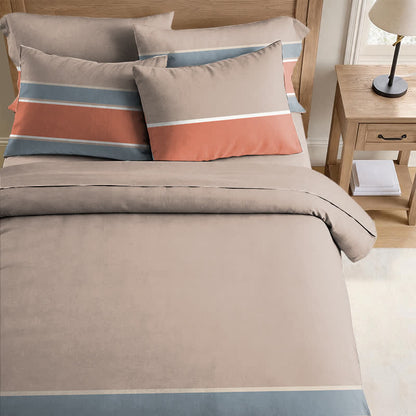 Set di biancheria da letto Singolo XL a righe nei toni della terra - image 1