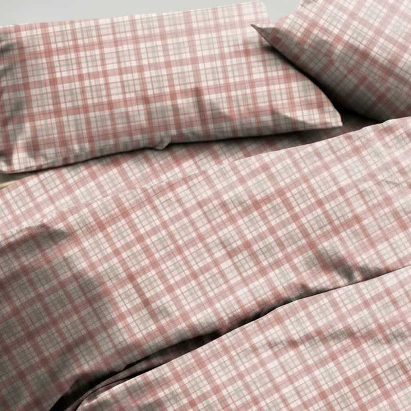 Set di biancheria da letto Singolo extra- XL a quadri rosa tenue - image 3