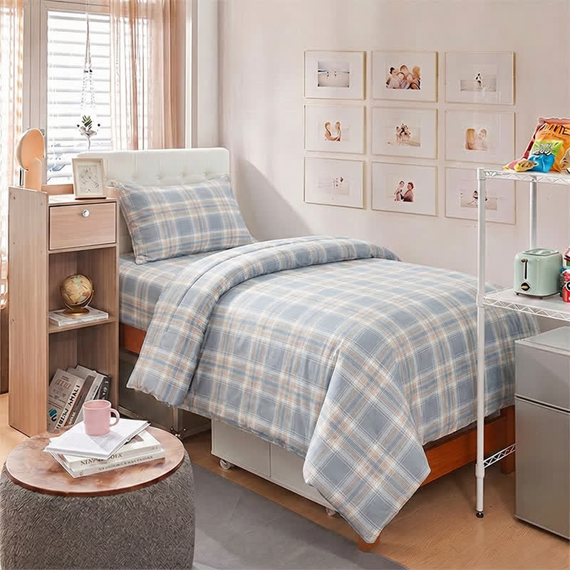 Set di biancheria da letto matrimoniale extra- Singolo in cotone a XL blu - image 1
