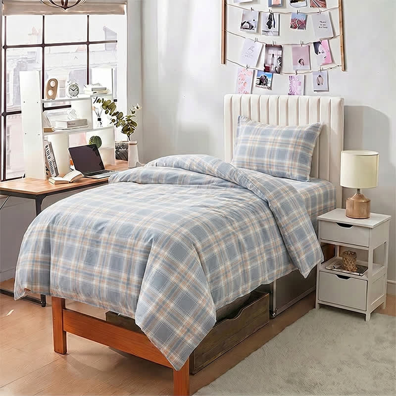 Set di biancheria da letto matrimoniale extra- Singolo in cotone a XL blu - image 3